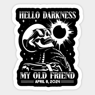 "Hello Darkness My Old Friend" Skeleton & Solar Eclipse Sticker